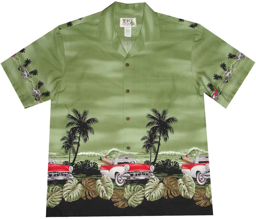 Tropical Palm Black Silk Men's Hawaiian Aloha Shirt — kyifi.com