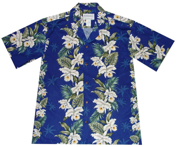 Orchid Lei Panel Rayon Hawaiian Shirt - Ky's Hawaiian Shirts